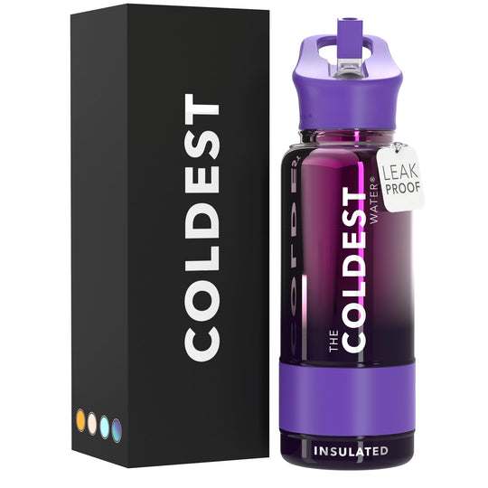 The Coldest Water COLDEST Sports Water Bottle -40 oz (Straw Lid), Leak Proof, Vacuum Insulated Stainless Steel, Hot Cold, Double Walled, Thermo Mug, Metal Canteen (40 oz, Astro Purple)