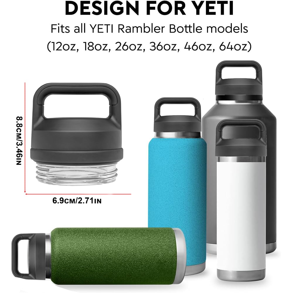 Chug Cap Replacement Lid for Yeti Rambler Bottle Screw Top Fits 18 Oz 26 36 64 Water Bottles Parts Accessories Dishwasher Safe