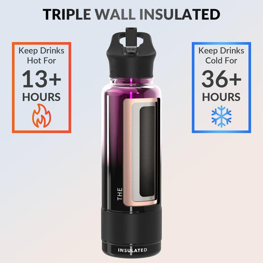 The Coldest Water COLDEST Sports Water Bottle -40 oz (Straw Lid), Leak Proof, Vacuum Insulated Stainless Steel, Hot Cold, Double Walled, Thermo Mug, Metal Canteen (40 oz, Astro Purple)