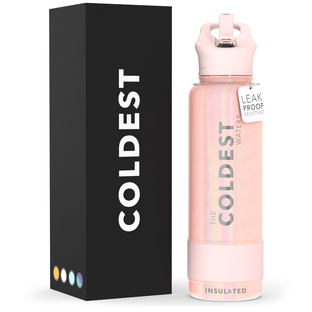 The Coldest Water COLDEST Sports Water Bottle -40 oz (Straw Lid), Leak Proof, Vacuum Insulated Stainless Steel, Hot Cold, Double Walled, Thermo Mug, Metal Canteen (40 oz, Astro Purple)
