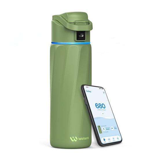 WATERH Boost Smart Water Bottle that Reminds You to Drink, BPA-Free Stainless Steel Vacuum Insulated Bottle, Wide Mouth Water Tracker Bottle with APP, Ideal for Father&