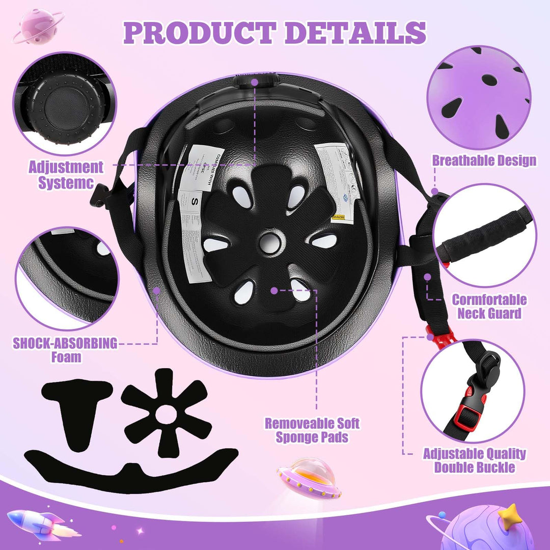 Kids Bike Helmet Set Adjustable Helmet for Ages 3-15 Kids Toddler Boys Girls Youth, Multi-Sport Bicycle Skateboarding Scooter Rollerblade Balance Bike Helmets