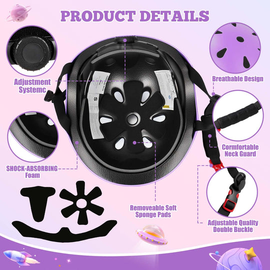 Kids Bike Helmet Set Adjustable Helmet for Ages 3-15 Kids Toddler Boys Girls Youth, Multi-Sport Bicycle Skateboarding Scooter Rollerblade Balance Bike Helmets