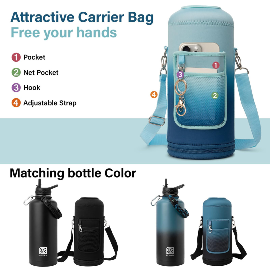 DYSANKY 2L Insulated Water Bottle 64 oz - Multiple Insulation Vacuum Sealed - Portable Sports Half Gallon Metal Water Jug for Outdoor Adventure, Gym, and Daily Use - Leak Proof &amp; Non-BPA 2 Liter