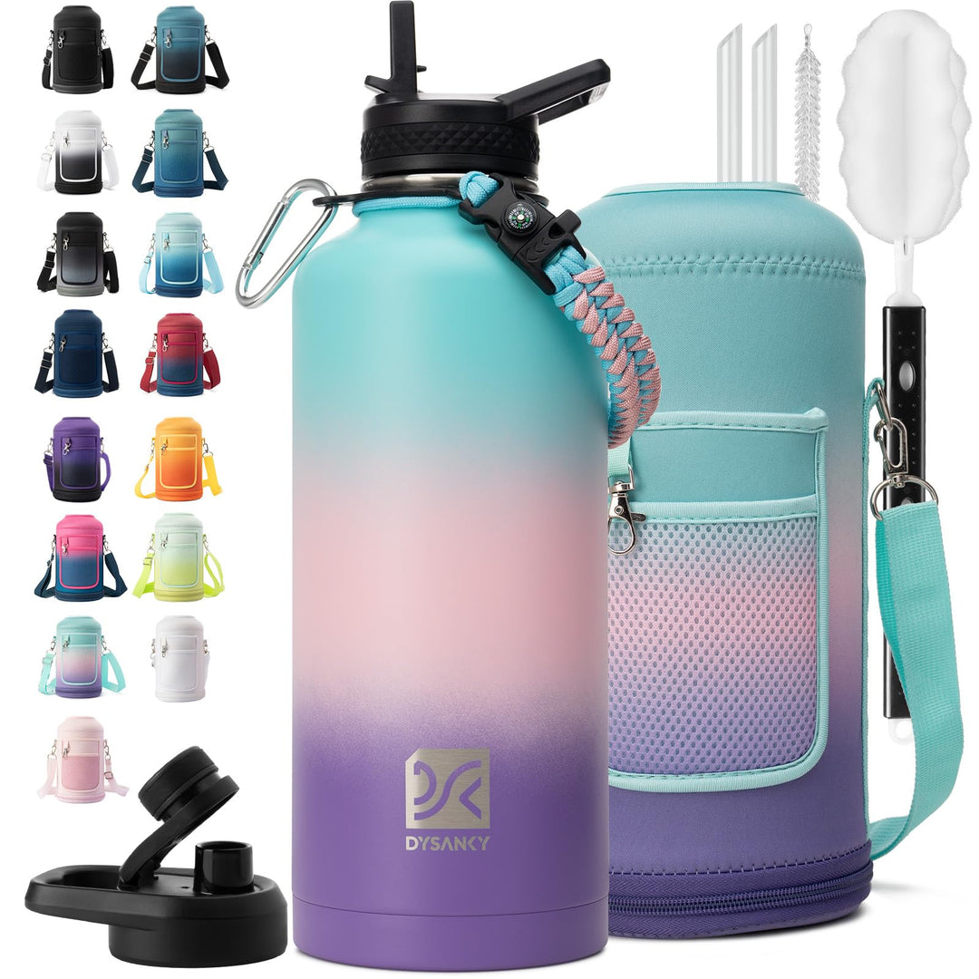 DYSANKY 2L Insulated Water Bottle 64 oz - Multiple Insulation Vacuum Sealed - Portable Sports Half Gallon Metal Water Jug for Outdoor Adventure, Gym, and Daily Use - Leak Proof &amp; Non-BPA 2 Liter