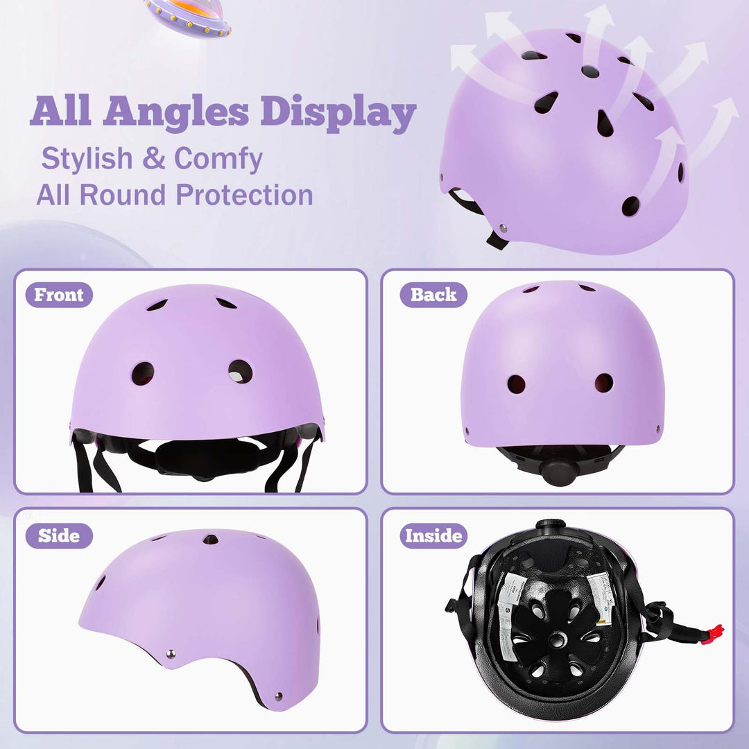 Kids Bike Helmet Set Adjustable Helmet for Ages 3-15 Kids Toddler Boys Girls Youth, Multi-Sport Bicycle Skateboarding Scooter Rollerblade Balance Bike Helmets