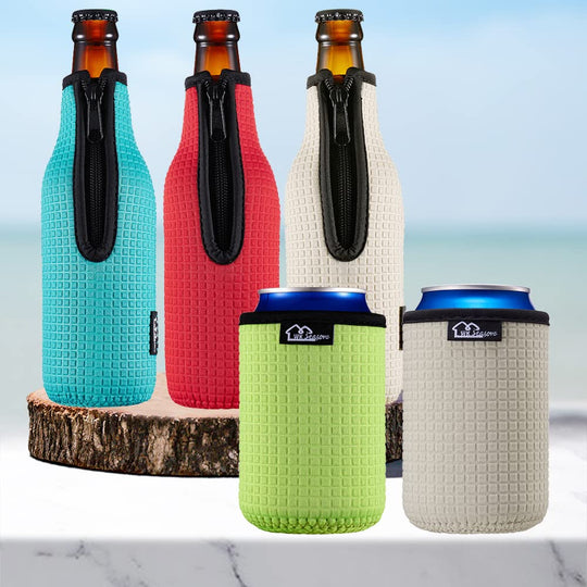 WKieason 16-18oz Neoprene Water Bottle Sleeves Insulators Beverage Berer Bottle Can Sleeves Covers Beer Bottle Coolers Holder Non-slip Neoprene Drink Coolier Sleeves 3PC Pack (Black/Blue/Yellow)