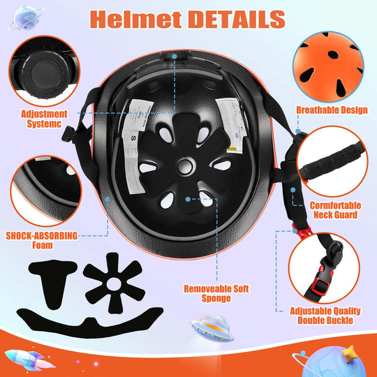 Kids Bike Helmet Set Adjustable Helmet for Ages 3-15 Kids Toddler Boys Girls Youth, Multi-Sport Bicycle Skateboarding Scooter Rollerblade Balance Bike Helmets