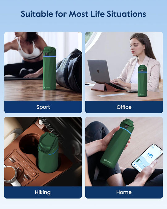 WATERH Boost Smart Water Bottle that Reminds You to Drink, BPA-Free Stainless Steel Vacuum Insulated Bottle, Wide Mouth Water Tracker Bottle with APP, Ideal for Father&