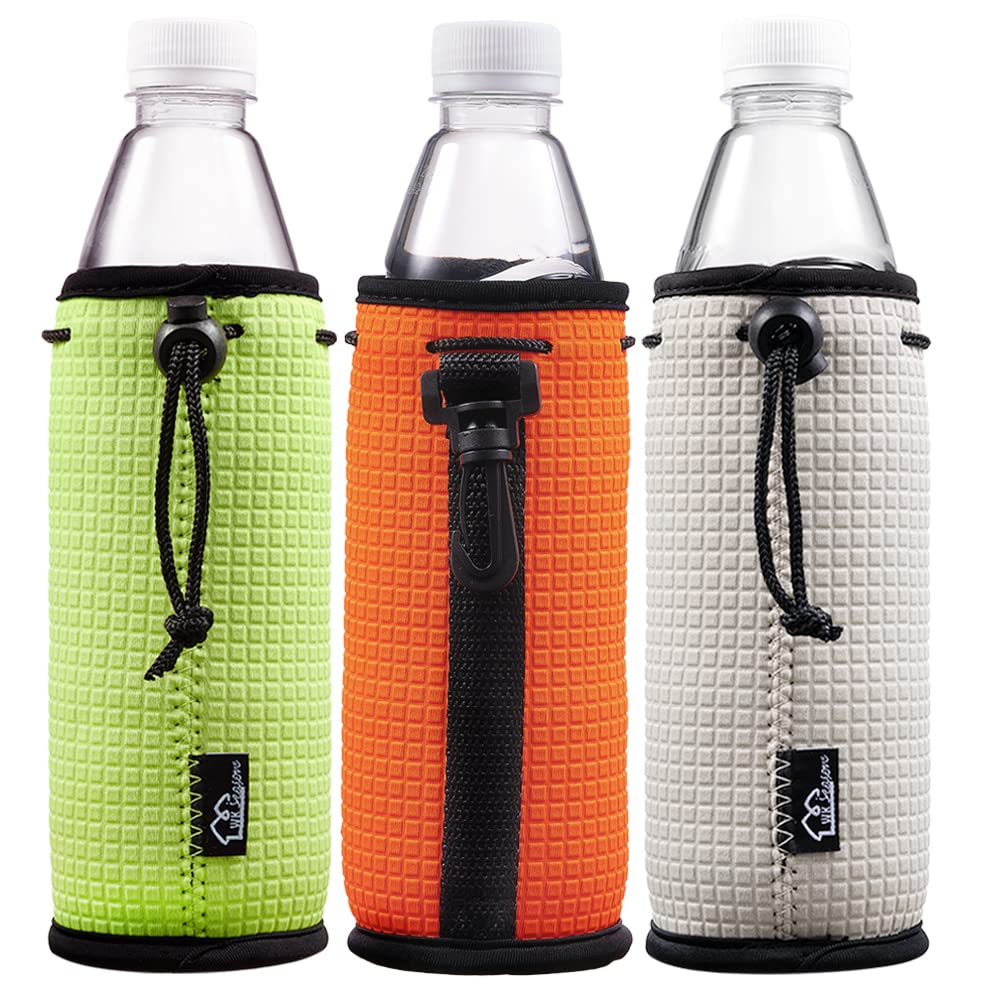 WKieason 16-18oz Neoprene Water Bottle Sleeves Insulators Beverage Berer Bottle Can Sleeves Covers Beer Bottle Coolers Holder Non-slip Neoprene Drink Coolier Sleeves 3PC Pack (Black/Blue/Yellow)