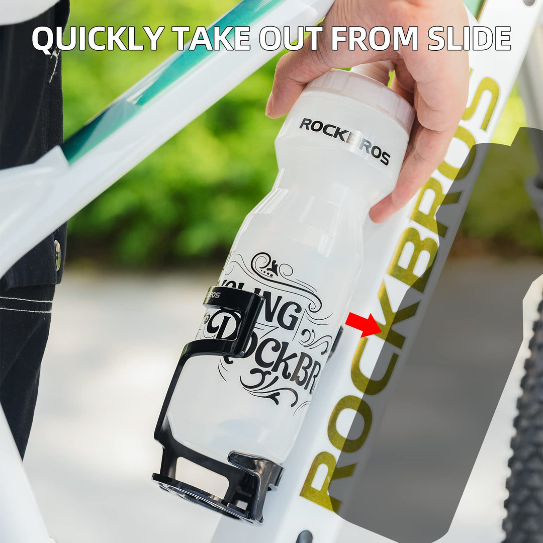 ROCKBROS Bike Water Bottle Holder Lightweight Bottle Cage Slide Entry Bicycle Cup Holder Adjustable Drink Holder Rack for MTB Road Bike