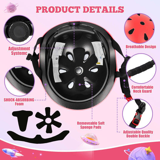 Kids Bike Helmet Set Adjustable Helmet for Ages 3-15 Kids Toddler Boys Girls Youth, Multi-Sport Bicycle Skateboarding Scooter Rollerblade Balance Bike Helmets