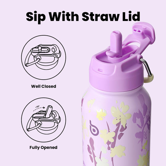 BOTTLE BOTTLE Insulated Water Bottle 950ml(32oz) Stainless Steel Sports Water Bottles with Straw Dual-use Lid Drink Flask Design for Gym with Pill Box (denim beats)