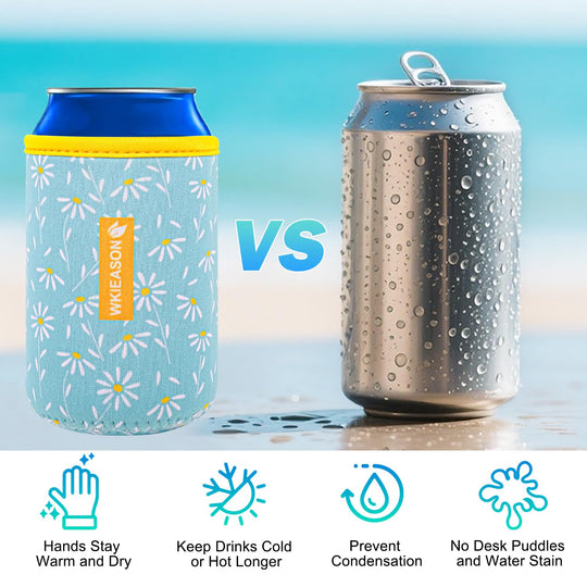 WKieason 16-18oz Neoprene Water Bottle Sleeves Insulators Beverage Berer Bottle Can Sleeves Covers Beer Bottle Coolers Holder Non-slip Neoprene Drink Coolier Sleeves 3PC Pack (Black/Blue/Yellow)