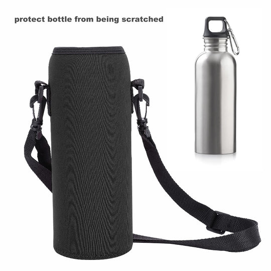 Neoprene Water Bottle Carrier Bag, 1000ML/34OZ Blue Insulated Beverage Bottle Can Sleeves Covers Coolers Holder with Strap