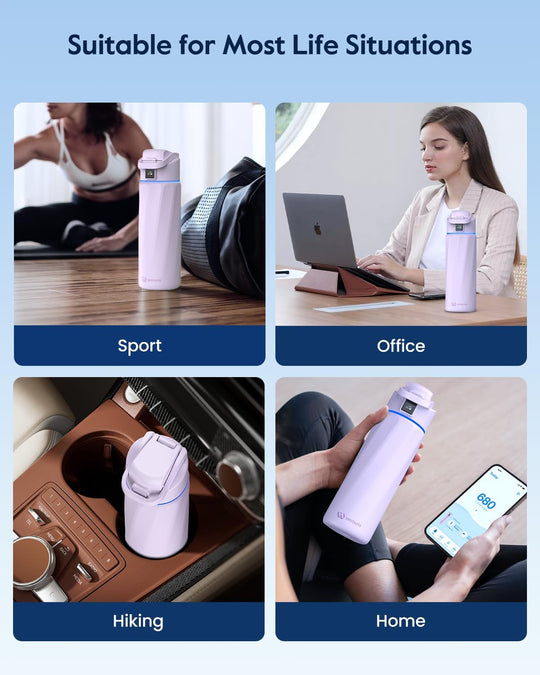 WATERH Boost Smart Water Bottle that Reminds You to Drink, BPA-Free Stainless Steel Vacuum Insulated Bottle, Wide Mouth Water Tracker Bottle with APP, Ideal for Father&