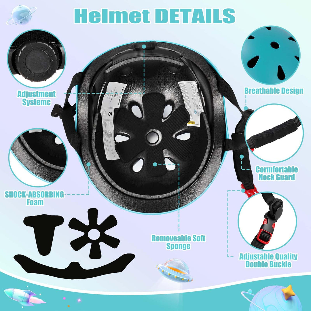 Kids Bike Helmet Set Adjustable Helmet for Ages 3-15 Kids Toddler Boys Girls Youth, Multi-Sport Bicycle Skateboarding Scooter Rollerblade Balance Bike Helmets