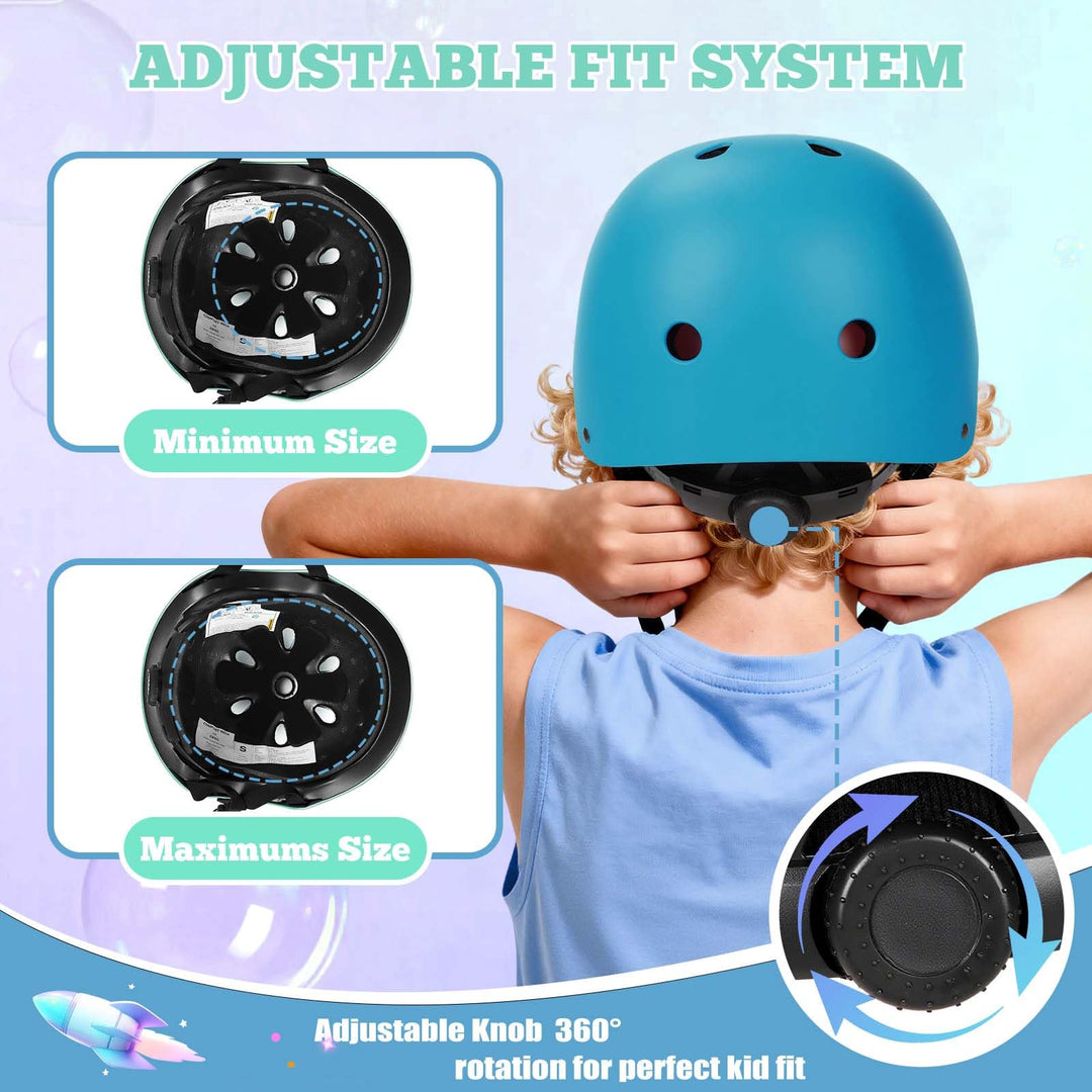 Kids Bike Helmet Set Adjustable Helmet for Ages 3-15 Kids Toddler Boys Girls Youth, Multi-Sport Bicycle Skateboarding Scooter Rollerblade Balance Bike Helmets