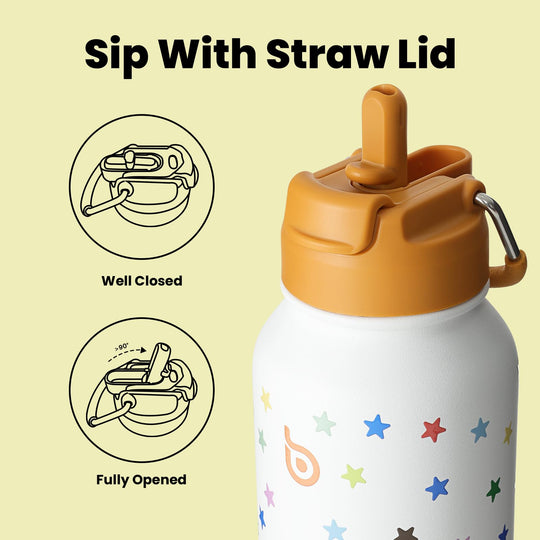 BOTTLE BOTTLE Insulated Water Bottle 950ml(32oz) Stainless Steel Sports Water Bottles with Straw Dual-use Lid Drink Flask Design for Gym with Pill Box (denim beats)