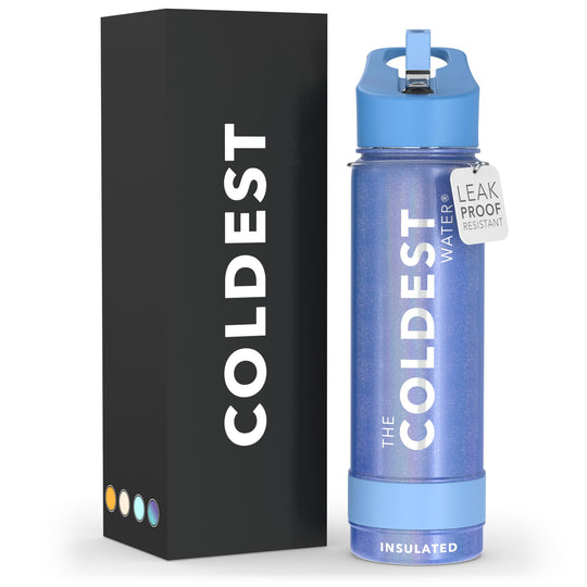 The Coldest Water COLDEST Sports Water Bottle -40 oz (Straw Lid), Leak Proof, Vacuum Insulated Stainless Steel, Hot Cold, Double Walled, Thermo Mug, Metal Canteen (40 oz, Astro Purple)