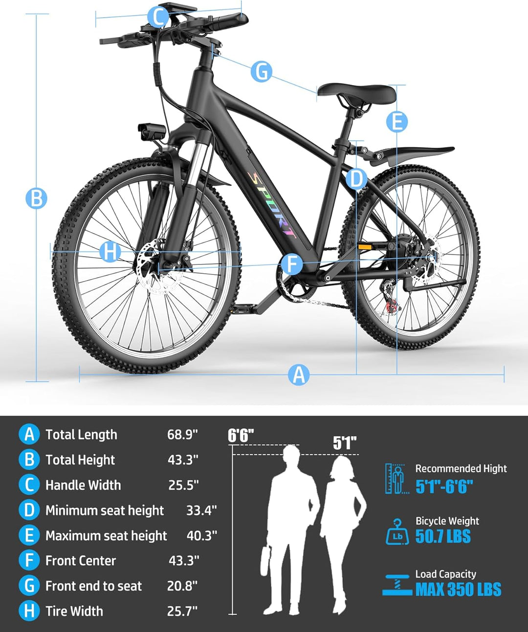 Electric Bike for Adults, 1500W Peak E-Bike, Up to 105 KM 40KM/H, 7-Speed Electric Mountain Bike, 48V 12Ah Removable Battery, 26" Tires Electric Bicycle for Commute, Front Fork Suspension, Headlight