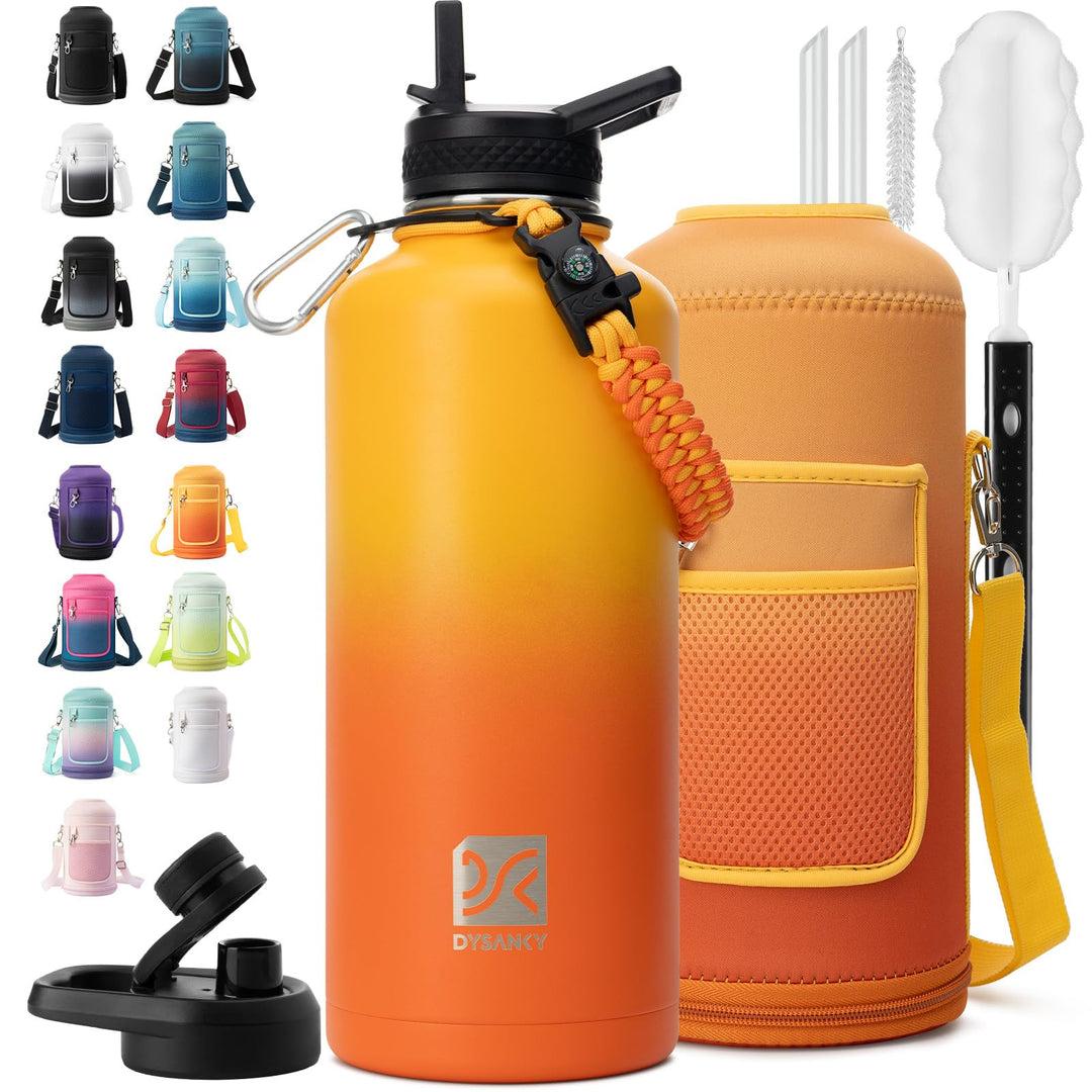 DYSANKY 2L Insulated Water Bottle 64 oz - Multiple Insulation Vacuum Sealed - Portable Sports Half Gallon Metal Water Jug for Outdoor Adventure, Gym, and Daily Use - Leak Proof &amp; Non-BPA 2 Liter