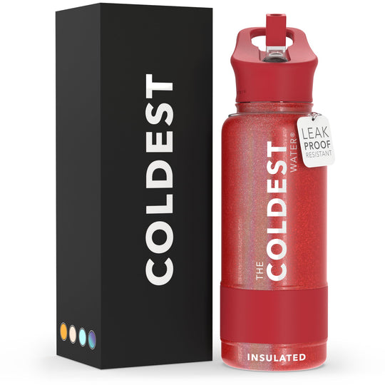The Coldest Water COLDEST Sports Water Bottle -40 oz (Straw Lid), Leak Proof, Vacuum Insulated Stainless Steel, Hot Cold, Double Walled, Thermo Mug, Metal Canteen (40 oz, Astro Purple)