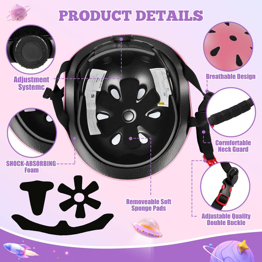 Kids Bike Helmet Set Adjustable Helmet for Ages 3-15 Kids Toddler Boys Girls Youth, Multi-Sport Bicycle Skateboarding Scooter Rollerblade Balance Bike Helmets