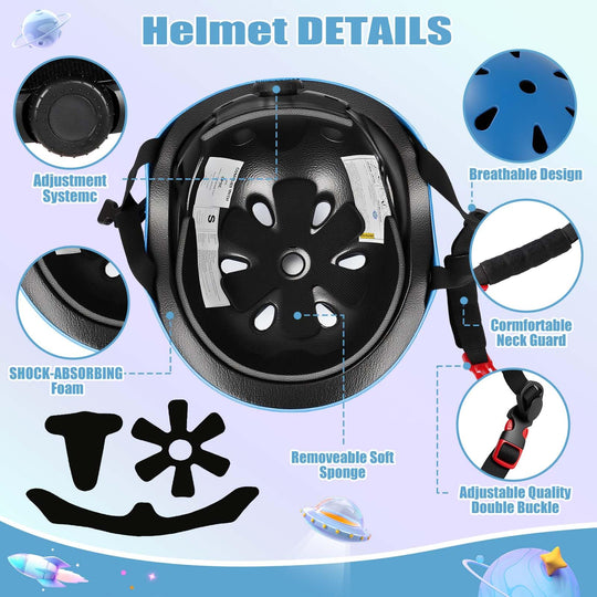 Kids Bike Helmet Set Adjustable Helmet for Ages 3-15 Kids Toddler Boys Girls Youth, Multi-Sport Bicycle Skateboarding Scooter Rollerblade Balance Bike Helmets