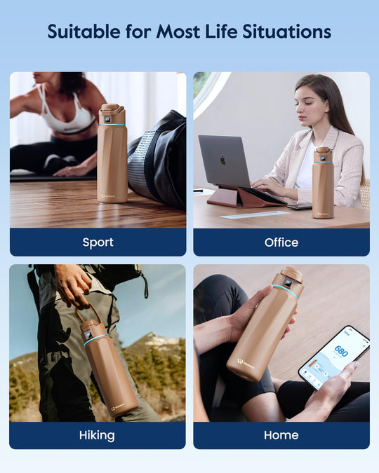 WATERH Boost Smart Water Bottle that Reminds You to Drink, BPA-Free Stainless Steel Vacuum Insulated Bottle, Wide Mouth Water Tracker Bottle with APP, Ideal for Father&