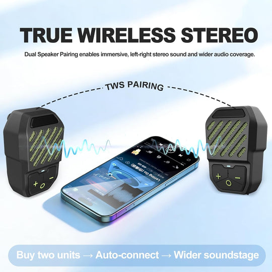 Clip-On Wireless Wearable Speaker, IPX5 Waterproof Portable Mini Speaker, USB-C Rechargeable Hands Free On-the-Go Audio for Hiking, Running, Shower, Travel and Daily Outdoor Use (Green)