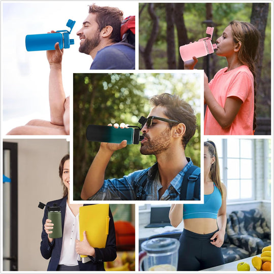 Aurora Spout Lid for Hydro Flask Wide Mouth 12, 16,18,20, 32, 40, 64 OZ Water Bottles Flip Lid for Hydro flask Wide Mouth (Black, 2Pcs)