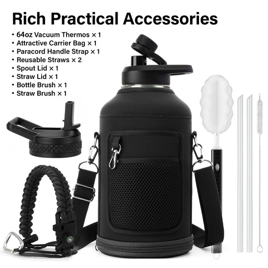 DYSANKY 2L Insulated Water Bottle 64 oz - Multiple Insulation Vacuum Sealed - Portable Sports Half Gallon Metal Water Jug for Outdoor Adventure, Gym, and Daily Use - Leak Proof &amp; Non-BPA 2 Liter