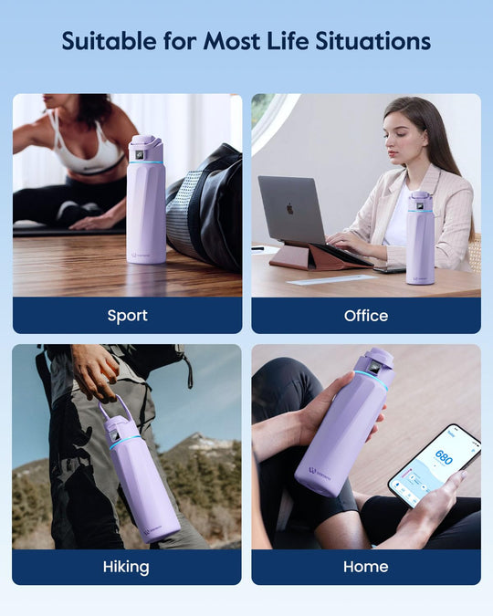 WATERH Boost Smart Water Bottle that Reminds You to Drink, BPA-Free Stainless Steel Vacuum Insulated Bottle, Wide Mouth Water Tracker Bottle with APP, Ideal for Father&