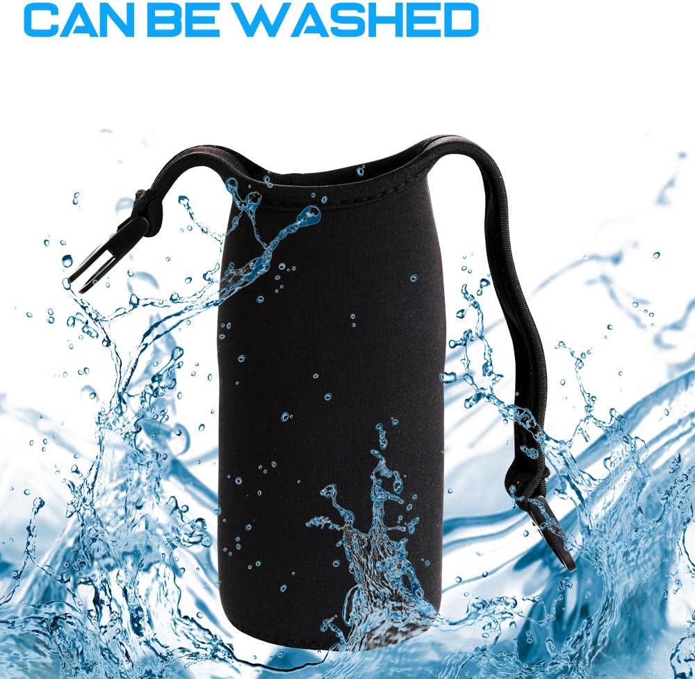Water Bottles Carrier, DanziX 4 Pack Neoprene Sleeve Water Bottles Cup Carrier Pouch with Carrying Handle, Fit for All 16oz-21oz Water Bottle-Black, Blue, Pink, Purple