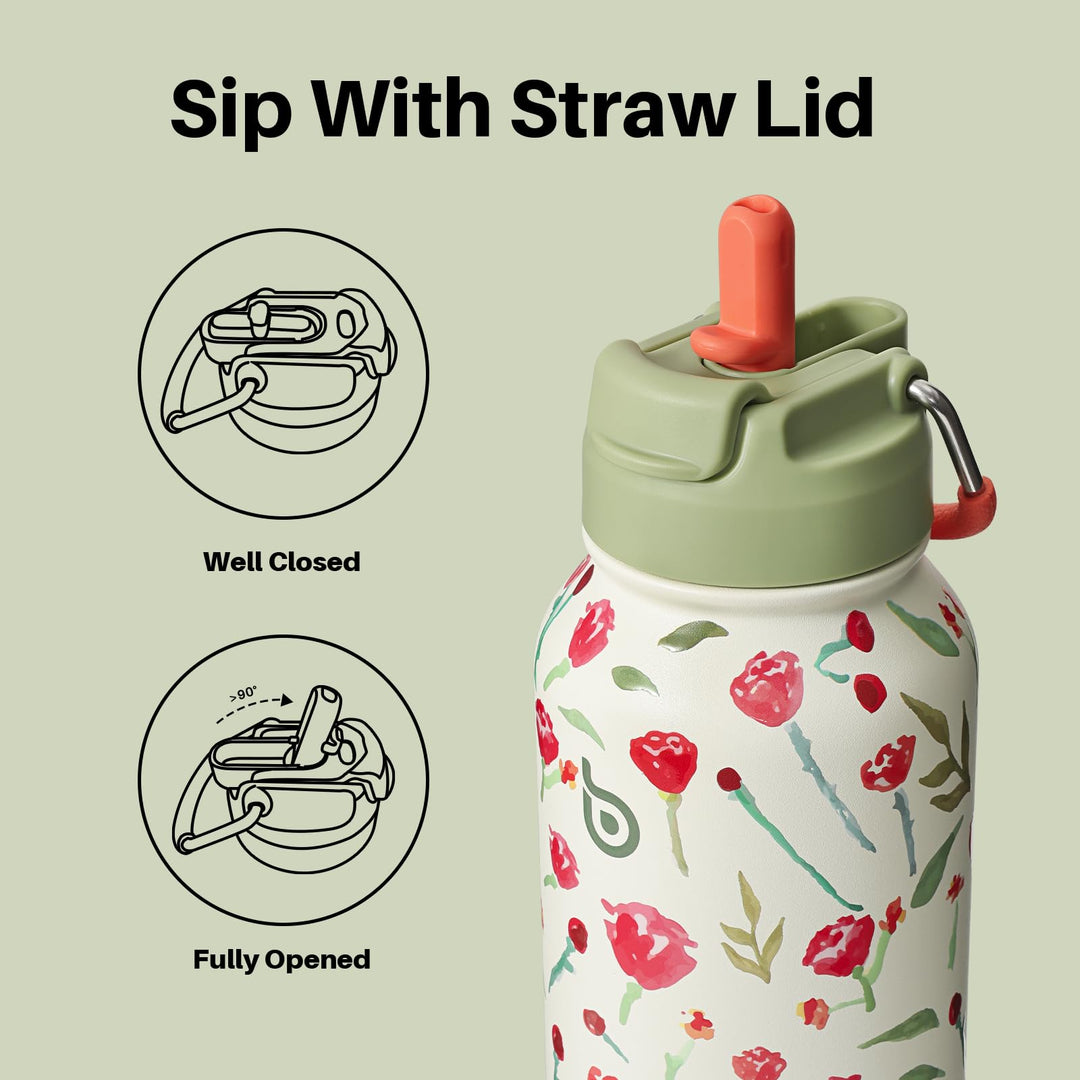 BOTTLE BOTTLE Insulated Water Bottle 950ml(32oz) Stainless Steel Sports Water Bottles with Straw Dual-use Lid Drink Flask Design for Gym with Pill Box (denim beats)