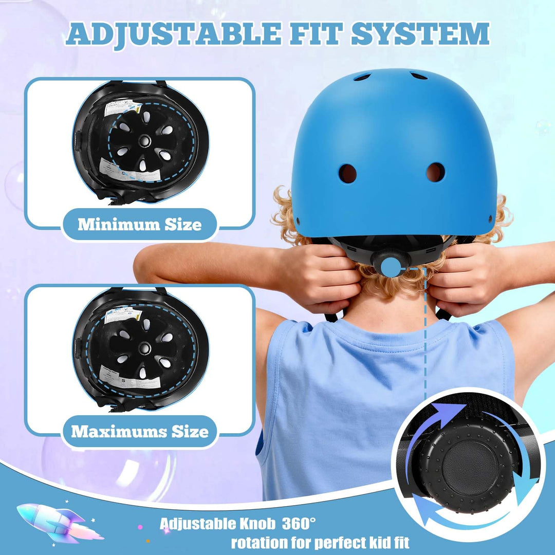 Kids Bike Helmet Set Adjustable Helmet for Ages 3-15 Kids Toddler Boys Girls Youth, Multi-Sport Bicycle Skateboarding Scooter Rollerblade Balance Bike Helmets