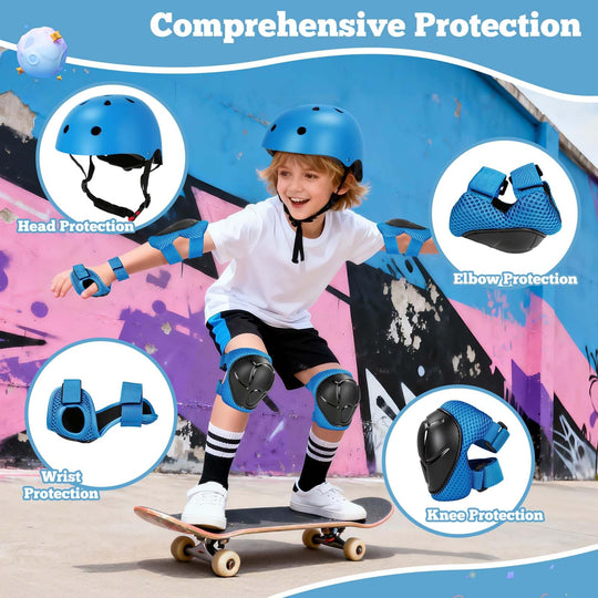 Kids Bike Helmet Set Adjustable Helmet for Ages 3-15 Kids Toddler Boys Girls Youth, Multi-Sport Bicycle Skateboarding Scooter Rollerblade Balance Bike Helmets