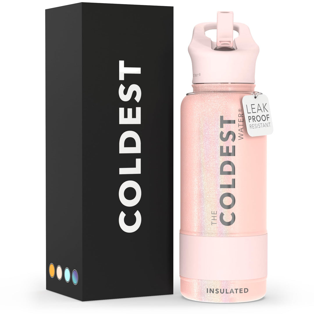 The Coldest Water COLDEST Sports Water Bottle -40 oz (Straw Lid), Leak Proof, Vacuum Insulated Stainless Steel, Hot Cold, Double Walled, Thermo Mug, Metal Canteen (40 oz, Astro Purple)