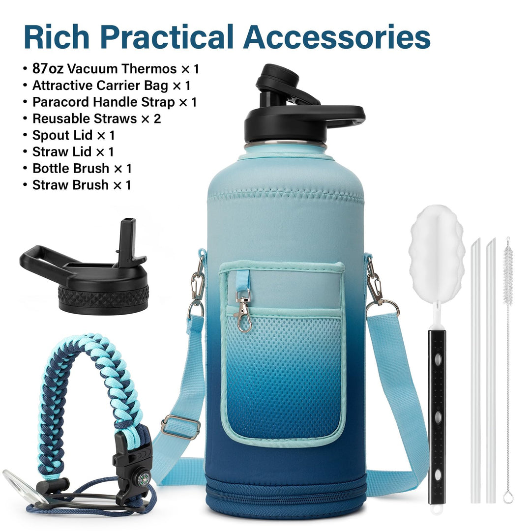 DYSANKY 2L Insulated Water Bottle 64 oz - Multiple Insulation Vacuum Sealed - Portable Sports Half Gallon Metal Water Jug for Outdoor Adventure, Gym, and Daily Use - Leak Proof &amp; Non-BPA 2 Liter
