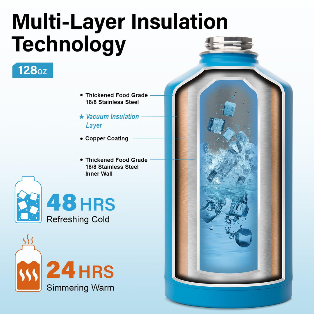 DYSANKY 2L Insulated Water Bottle 64 oz - Multiple Insulation Vacuum Sealed - Portable Sports Half Gallon Metal Water Jug for Outdoor Adventure, Gym, and Daily Use - Leak Proof &amp; Non-BPA 2 Liter