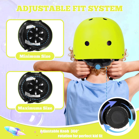 Kids Bike Helmet Set Adjustable Helmet for Ages 3-15 Kids Toddler Boys Girls Youth, Multi-Sport Bicycle Skateboarding Scooter Rollerblade Balance Bike Helmets