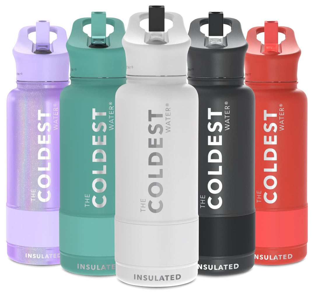 The Coldest Water COLDEST Sports Water Bottle -40 oz (Straw Lid), Leak Proof, Vacuum Insulated Stainless Steel, Hot Cold, Double Walled, Thermo Mug, Metal Canteen (40 oz, Astro Purple)