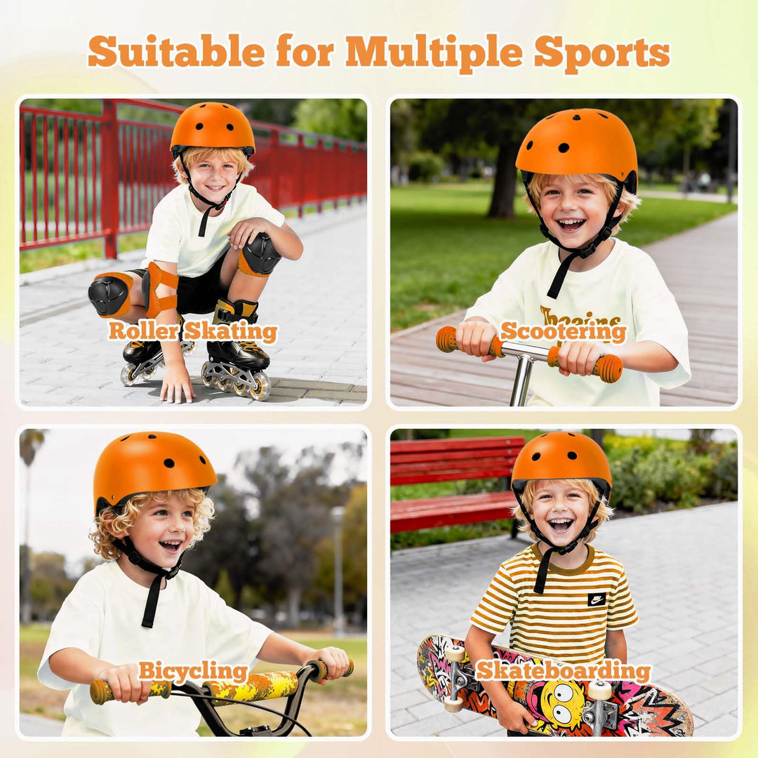 Kids Bike Helmet Set Adjustable Helmet for Ages 3-15 Kids Toddler Boys Girls Youth, Multi-Sport Bicycle Skateboarding Scooter Rollerblade Balance Bike Helmets