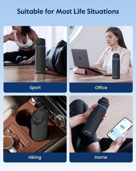 WATERH Boost Smart Water Bottle that Reminds You to Drink, BPA-Free Stainless Steel Vacuum Insulated Bottle, Wide Mouth Water Tracker Bottle with APP, Ideal for Father&