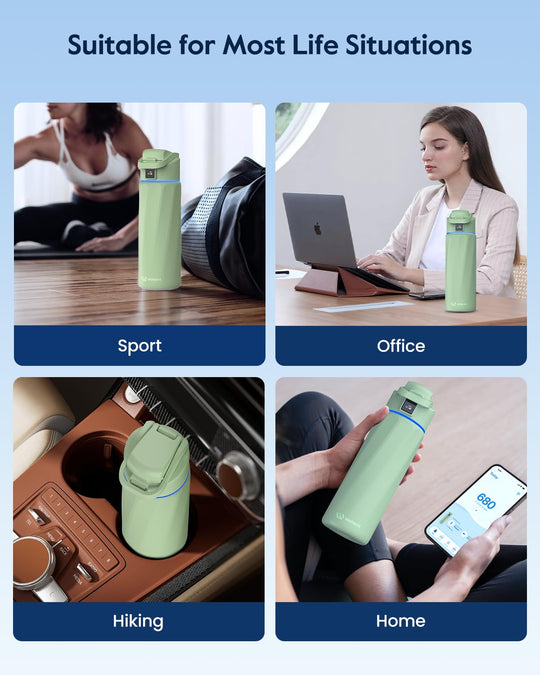 WATERH Boost Smart Water Bottle that Reminds You to Drink, BPA-Free Stainless Steel Vacuum Insulated Bottle, Wide Mouth Water Tracker Bottle with APP, Ideal for Father&