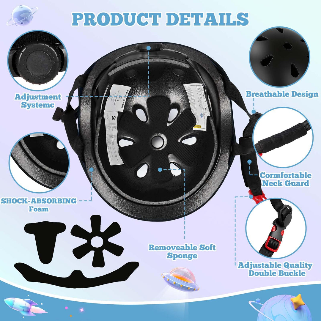 Kids Bike Helmet Set Adjustable Helmet for Ages 3-15 Kids Toddler Boys Girls Youth, Multi-Sport Bicycle Skateboarding Scooter Rollerblade Balance Bike Helmets