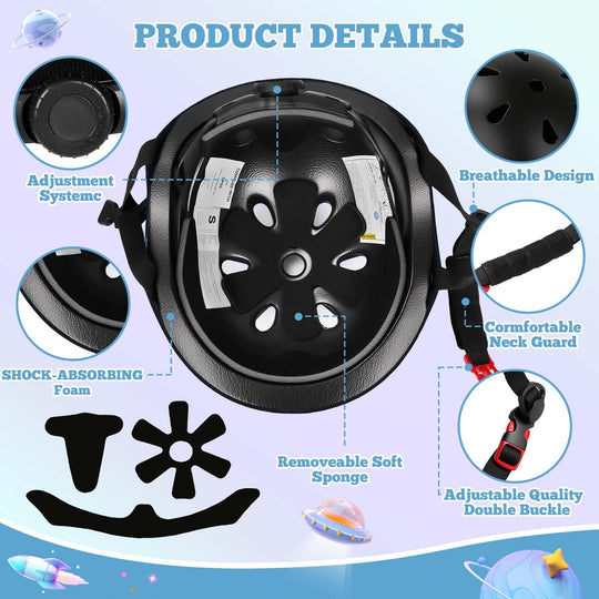 Kids Bike Helmet Set Adjustable Helmet for Ages 3-15 Kids Toddler Boys Girls Youth, Multi-Sport Bicycle Skateboarding Scooter Rollerblade Balance Bike Helmets