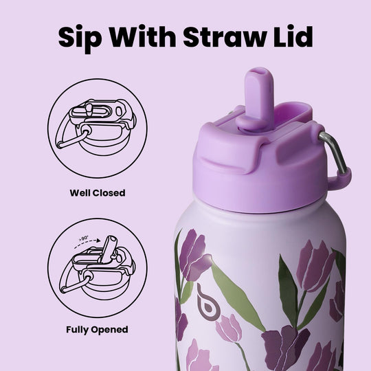 BOTTLE BOTTLE Insulated Water Bottle 950ml(32oz) Stainless Steel Sports Water Bottles with Straw Dual-use Lid Drink Flask Design for Gym with Pill Box (denim beats)