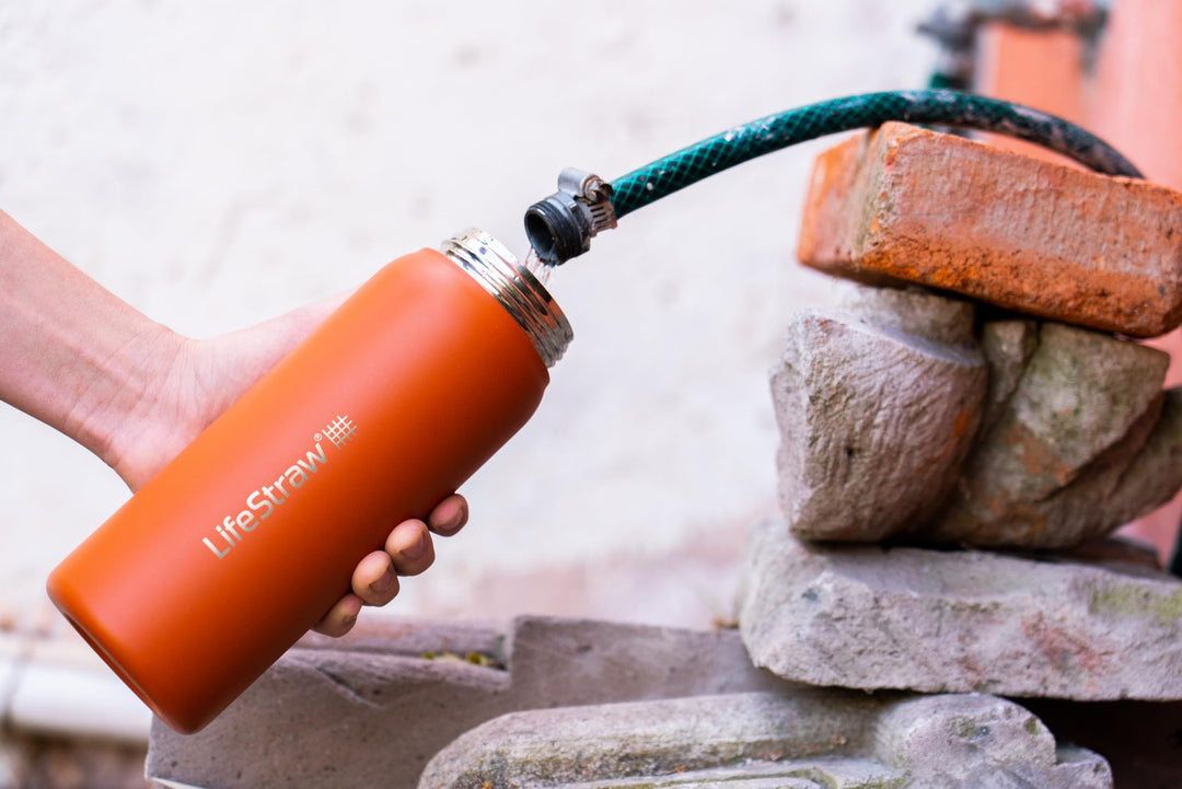 LifeStraw Go Series – Insulated Stainless Steel Water Filter Bottle for Travel and Everyday use removes Bacteria, parasites and microplastics, Improves Taste